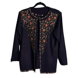 Vantage purple embroidered sequins cardigan size large